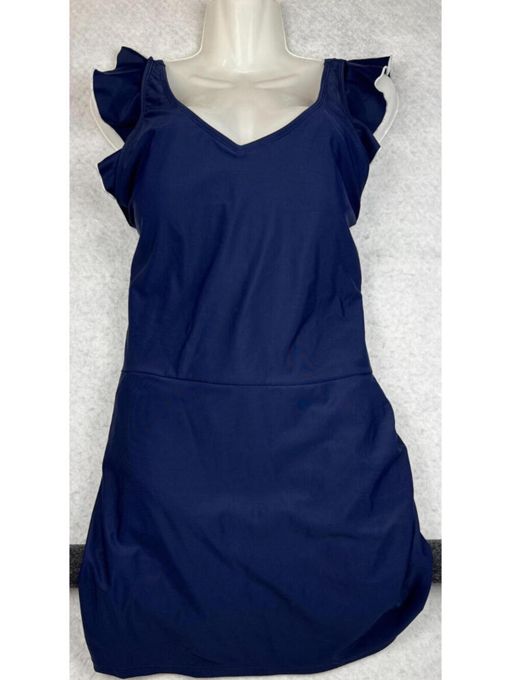 Navy‎ Ruffled Sleeve One Piece Swimdress Womens Medium NWOT